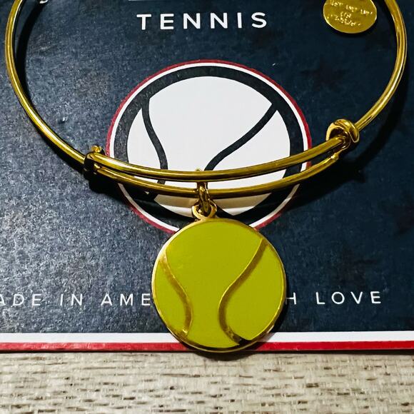 New Alex and Ani Team USA Tennis Bangle Charm Bangle Bracelet in Gold - Picture 2 of 4